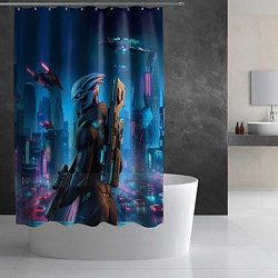 Шторка для душа Mass Effect - ai art, цвет: 3D-принт — фото 2
