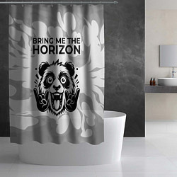 Шторка для душа Bring Me the Horizon рок панда на светлом фоне, цвет: 3D-принт — фото 2