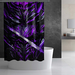 Шторка для душа Фиолетовый камень на чёрном фоне, цвет: 3D-принт — фото 2