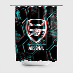 Шторка для душа Arsenal FC в стиле glitch на темном фоне, цвет: 3D-принт