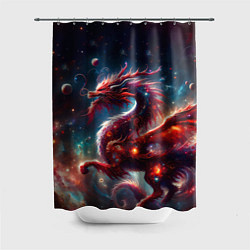 Шторка для душа Красный космический дракон, цвет: 3D-принт