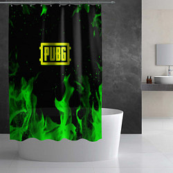 Шторка для душа PUBG кислотное лого огненный стиль, цвет: 3D-принт — фото 2