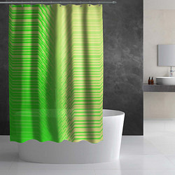 Шторка для душа Зелёные градиентные линии, цвет: 3D-принт — фото 2