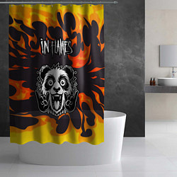 Шторка для душа In Flames рок панда и огонь, цвет: 3D-принт — фото 2
