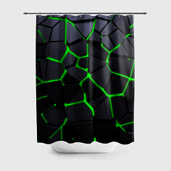 Шторка для душа Зеленые плиты киберпанк, цвет: 3D-принт