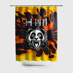 Шторка для душа HIM рок панда и огонь, цвет: 3D-принт