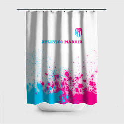 Шторка для душа Atletico Madrid neon gradient style посередине, цвет: 3D-принт