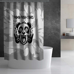 Шторка для душа Foo Fighters рок панда на светлом фоне, цвет: 3D-принт — фото 2