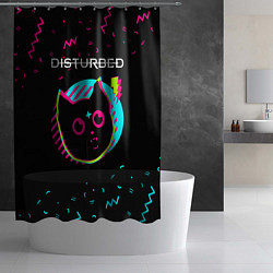 Шторка для душа Disturbed - rock star cat, цвет: 3D-принт — фото 2