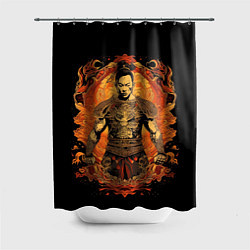 Шторка для душа Муай-Тай боец ретро стиль, цвет: 3D-принт