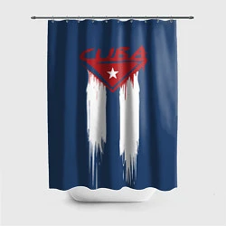 Шторка для душа Кубинский флаг на синем фоне, цвет: 3D-принт