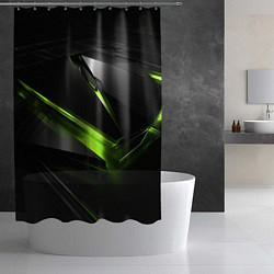Шторка для душа Зеленая абстрактная конструкция в стиле nvidia, цвет: 3D-принт — фото 2