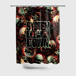Шторка для душа System of a Down на фоне черепов, цвет: 3D-принт
