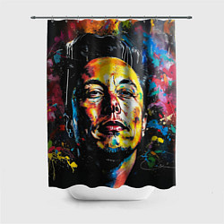 Шторка для душа Граффити портрет Илона Маска, цвет: 3D-принт