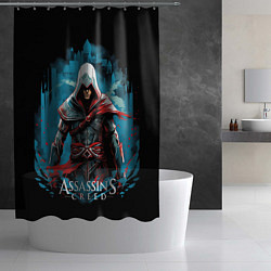 Шторка для душа Assassins creed холодный фон, цвет: 3D-принт — фото 2