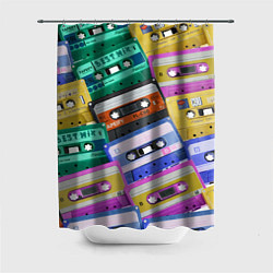 Шторка для душа Аудио кассеты разноцветные, цвет: 3D-принт