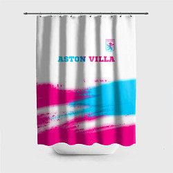 Шторка для душа Aston Villa neon gradient style посередине, цвет: 3D-принт