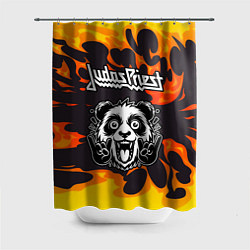 Шторка для душа Judas Priest рок панда и огонь, цвет: 3D-принт