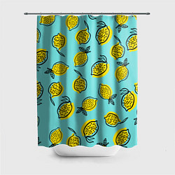 Шторка для душа Летние лимоны - паттерн, цвет: 3D-принт