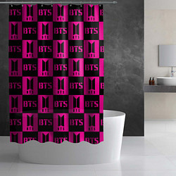 Шторка для душа BTS pattern pink logo, цвет: 3D-принт — фото 2