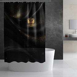 Шторка для душа Золотой герб России на черно-золотой текстуре, цвет: 3D-принт — фото 2