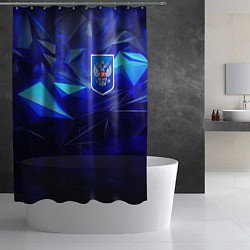 Шторка для душа Герб России на синей абстракции, цвет: 3D-принт — фото 2