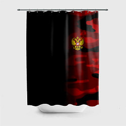 Шторка для душа Герб РФ камуфляжная тексткура, цвет: 3D-принт