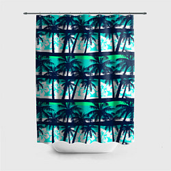Шторка для душа Тропический франжипани с пальмами, цвет: 3D-принт