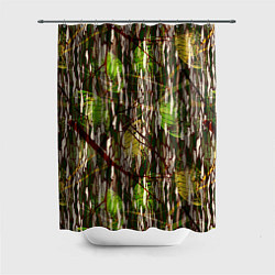 Шторка для душа Листья в камуфляже, цвет: 3D-принт