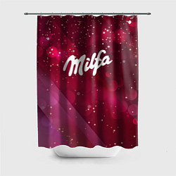 Шторка для душа Milfa надпись в стиле шоколадки Milka, цвет: 3D-принт