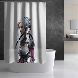 Шторка для душа Cyber warrior Barbie - ai art fantasy, цвет: 3D-принт — фото 2