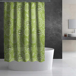 Шторка для душа Зеленый цветочный - паттерн смайлики, цвет: 3D-принт — фото 2