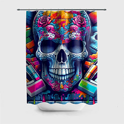 Шторка для душа Ai art skull - graffiti, цвет: 3D-принт