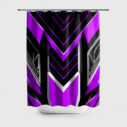 Шторка для душа Фиолетово-серые полосы на чёрном фоне, цвет: 3D-принт