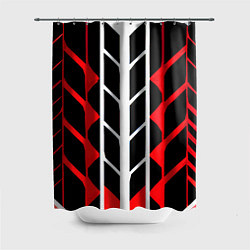 Шторка для душа White and red lines on a black background, цвет: 3D-принт