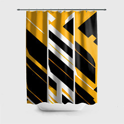 Шторка для душа Black and yellow stripes on a white background, цвет: 3D-принт