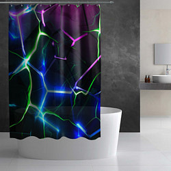 Шторка для душа Микс из разломленных плит и неоновое свечения, цвет: 3D-принт — фото 2