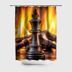 Шторка для душа Шахматы - король на фоне огня, цвет: 3D-принт