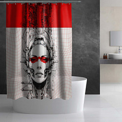 Шторка для душа Футуристичная женщина-андроид, цвет: 3D-принт — фото 2