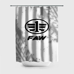 Шторка для душа FAW speed на светлом фоне со следами шин, цвет: 3D-принт