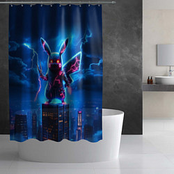 Шторка для душа Пикачу в роли Годзиллы - неоновое свечение, цвет: 3D-принт — фото 2