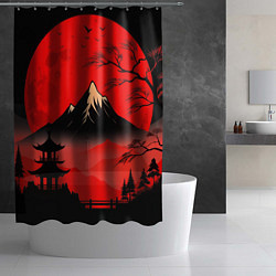 Шторка для душа Красный закат и горы, цвет: 3D-принт — фото 2