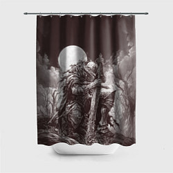 Шторка для душа Уставший воин под луной, цвет: 3D-принт