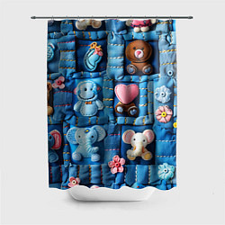 Шторка для душа Слоники на пэчворк, цвет: 3D-принт