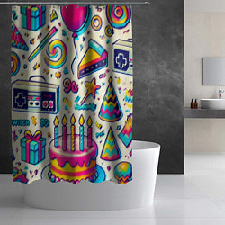 Шторка для душа Праздник 90х игры сладости и ностальгия, цвет: 3D-принт — фото 2