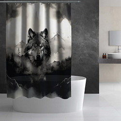 Шторка для душа Голова серого волка, цвет: 3D-принт — фото 2