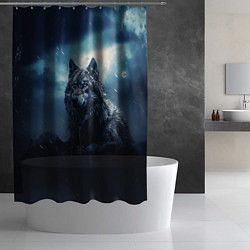 Шторка для душа Волк ночью, цвет: 3D-принт — фото 2