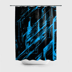 Шторка для душа Blue stripes on a black background, цвет: 3D-принт