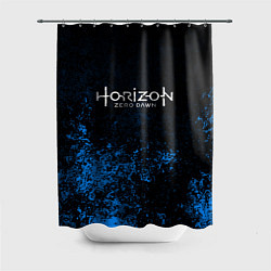 Шторка для душа Horizon: Zero Dawn синие брызги красок, цвет: 3D-принт