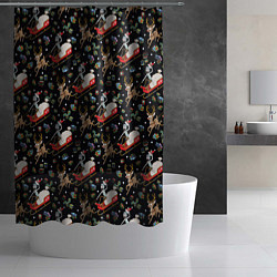 Шторка для душа Рик и Морти сани с оленем - Christmas, цвет: 3D-принт — фото 2